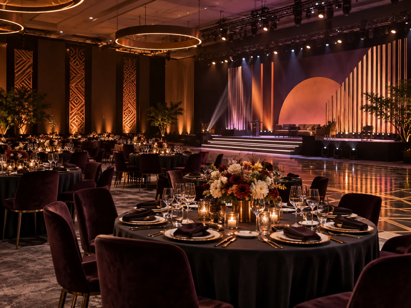 Illustrative concept of a corporate gala setup without people