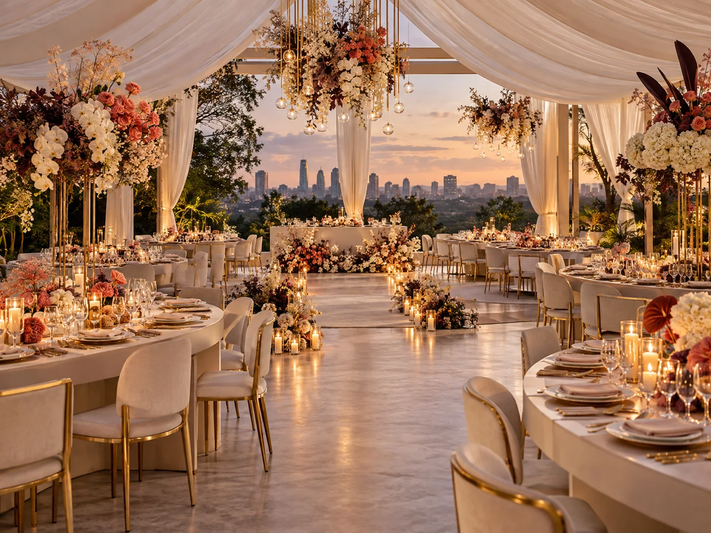Illustrative concept of a wedding reception without people